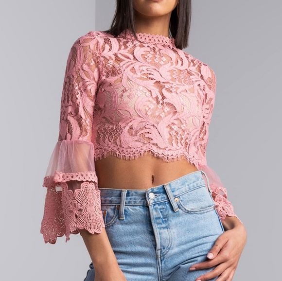 Boutique Tops - Bell Sleeve Embroidered Lace Blouse NEW!